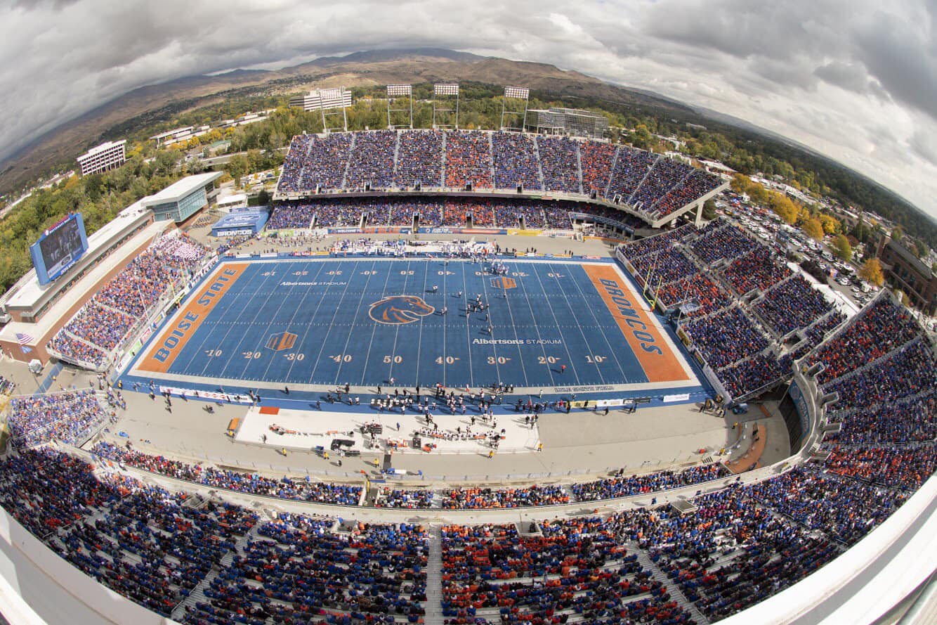 A football game at the Albertsons Stadium.